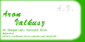 aron valkusz business card
